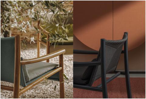 Kata wood lounge with 3D textile