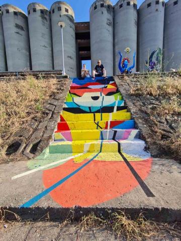 Old Granary Water Staircase Mural