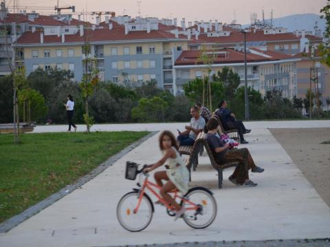 A lively urban park